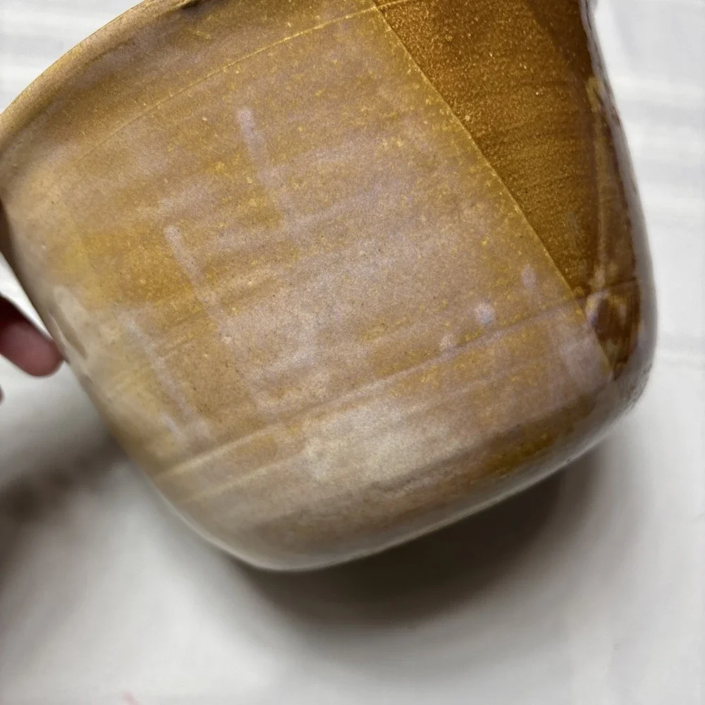 RU Jewell Studio Pottery Hand Thrown Bowl Glazed In Browns And Tans Signed